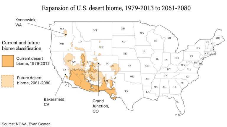 In 50 Years, Which U.S. Cities Are Projected To Become Deserts? A New Study Details the Locations